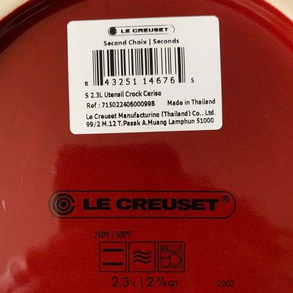 Le Creuset Stoneware Utensil Crock Cerise Red 2.3L / 2 3/8QT NWT - Picture 4 of 5